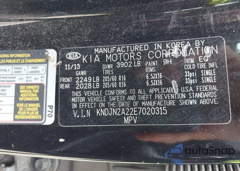 2014 Kia Soul z USA, uszkodzony, nr VIN KNDJN2A22E7020315